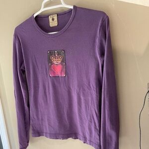 Heart, Crown and rhinestone purple long sleeved tee.